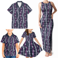 Pikake Maile Tiare Lei Family Matching Tank Maxi Dress and Hawaiian Shirt Poni Lauhala Pattern LT01 - Polynesian Pride