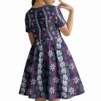 Pikake Maile Tiare Lei Kid Short Sleeve Dress Poni Lauhala Pattern LT01 - Polynesian Pride