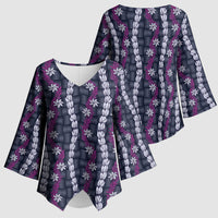 Pikake Maile Tiare Lei Kimono Sleeve Blouse Poni Lauhala Pattern