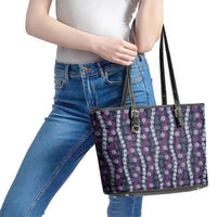 Pikake Maile Tiare Lei Leather Tote Bag Poni Lauhala Pattern