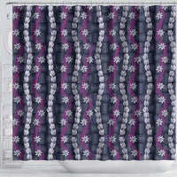 Pikake Maile Tiare Lei Shower Curtain Poni Lauhala Pattern