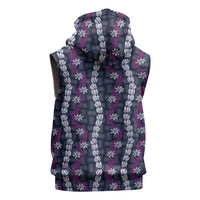 Pikake Maile Tiare Lei Sleeveless Hoodie Poni Lauhala Pattern