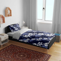 Hawaiian Hibiscus Tribal Floral Blue Bedding Set Polynesian Tapa Pattern - Polynesian Pride