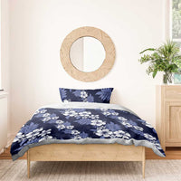 Hawaiian Hibiscus Tribal Floral Blue Bedding Set Polynesian Tapa Pattern - Polynesian Pride