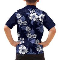 Hawaiian Hibiscus Tribal Floral Blue Family Matching Puletasi and Hawaiian Shirt Polynesian Tapa Pattern - Polynesian Pride