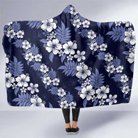 Hawaiian Hibiscus Tribal Floral Blue Hooded Blanket Polynesian Tapa Pattern LT01 One Size Blue - Polynesian Pride