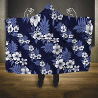 Hawaiian Hibiscus Tribal Floral Blue Hooded Blanket Polynesian Tapa Pattern LT01 - Polynesian Pride