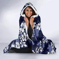 Hawaiian Hibiscus Tribal Floral Blue Hooded Blanket Polynesian Tapa Pattern LT01 - Polynesian Pride