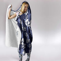 Hawaiian Hibiscus Tribal Floral Blue Hooded Blanket Polynesian Tapa Pattern LT01 - Polynesian Pride