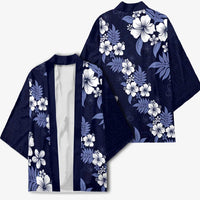 Hawaiian Hibiscus Tribal Floral Blue Kimono Polynesian Tapa Pattern - Polynesian Pride