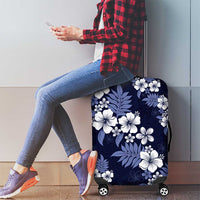 Hawaiian Hibiscus Tribal Floral Blue Luggage Cover Polynesian Tapa Pattern LT01 - Polynesian Pride