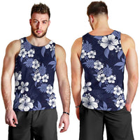 Hawaiian Hibiscus Tribal Floral Blue Men Tank Top Polynesian Tapa Pattern LT01 - Polynesian Pride