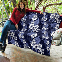 Hawaiian Hibiscus Tribal Floral Blue Quilt Polynesian Tapa Pattern - Polynesian Pride