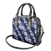Hawaiian Hibiscus Tribal Floral Blue Shoulder Handbag Polynesian Tapa Pattern - Polynesian Pride