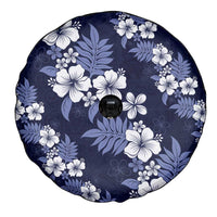 Hawaiian Hibiscus Tribal Floral Blue Spare Tire Cover Polynesian Tapa Pattern - Polynesian Pride
