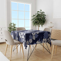 Hawaiian Hibiscus Tribal Floral Blue Tablecloth Polynesian Tapa Pattern - Polynesian Pride