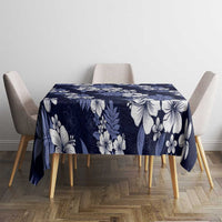 Hawaiian Hibiscus Tribal Floral Blue Tablecloth Polynesian Tapa Pattern - Polynesian Pride
