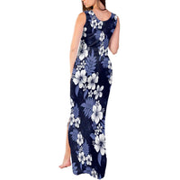 Hawaiian Hibiscus Tribal Floral Blue Tank Maxi Dress Polynesian Tapa Pattern - Polynesian Pride