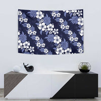 Hawaiian Hibiscus Tribal Floral Blue Tapestry Polynesian Tapa Pattern - Polynesian Pride