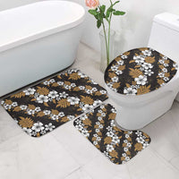 Hawaiian Hibiscus Tribal Floral Brown Bathroom Set Polynesian Tapa Pattern - Polynesian Pride