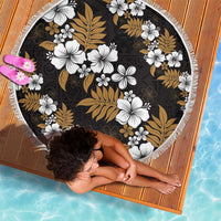 Hawaiian Hibiscus Tribal Floral Brown Beach Blanket Polynesian Tapa Pattern - Polynesian Pride