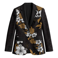Hawaiian Hibiscus Tribal Floral Brown Blazer Polynesian Tapa Pattern - Polynesian Pride