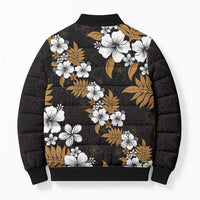 Hawaiian Hibiscus Tribal Floral Brown Bomber Puffer Jacket Polynesian Tapa Pattern LT01 - Polynesian Pride