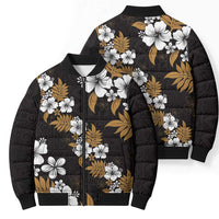 Hawaiian Hibiscus Tribal Floral Brown Bomber Puffer Jacket Polynesian Tapa Pattern LT01 - Polynesian Pride