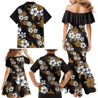 Hawaiian Hibiscus Tribal Floral Brown Family Matching Mermaid Dress and Hawaiian Shirt Polynesian Tapa Pattern - Polynesian Pride