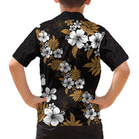 Hawaiian Hibiscus Tribal Floral Brown Family Matching Off Shoulder Maxi Dress and Hawaiian Shirt Polynesian Tapa Pattern - Polynesian Pride