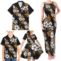 Hawaiian Hibiscus Tribal Floral Brown Family Matching Tank Maxi Dress and Hawaiian Shirt Polynesian Tapa Pattern - Polynesian Pride