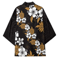 Hawaiian Hibiscus Tribal Floral Brown Kimono Polynesian Tapa Pattern - Polynesian Pride