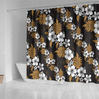 Hawaiian Hibiscus Tribal Floral Brown Shower Curtain Polynesian Tapa Pattern - Polynesian Pride