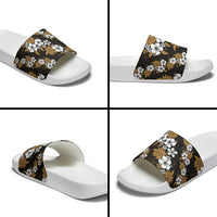 Hawaiian Hibiscus Tribal Floral Brown Slide Sandals Polynesian Tapa Pattern LT01 - Polynesian Pride