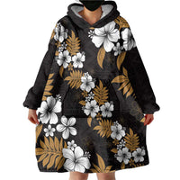 Hawaiian Hibiscus Tribal Floral Brown Wearable Blanket Hoodie Polynesian Tapa Pattern LT01 - Polynesian Pride