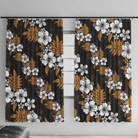 Hawaiian Hibiscus Tribal Floral Brown Window Curtain Polynesian Tapa Pattern - Polynesian Pride