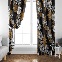 Hawaiian Hibiscus Tribal Floral Brown Window Curtain Polynesian Tapa Pattern - Polynesian Pride