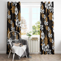 Hawaiian Hibiscus Tribal Floral Brown Window Curtain Polynesian Tapa Pattern - Polynesian Pride