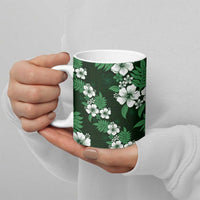 Hawaiian Hibiscus Tribal Floral Green Ceramic Mug Polynesian Tapa Pattern - Polynesian Pride