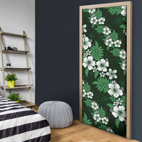 Hawaiian Hibiscus Tribal Floral Green Door Cover Polynesian Tapa Pattern - Polynesian Pride