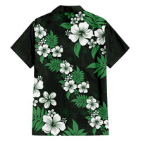 Hawaiian Hibiscus Tribal Floral Green Family Matching Off The Shoulder Long Sleeve Dress and Hawaiian Shirt Polynesian Tapa Pattern - Polynesian Pride