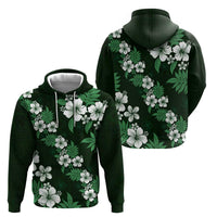 Hawaiian Hibiscus Tribal Floral Green Hoodie Polynesian Tapa Pattern - Polynesian Pride