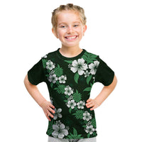 Hawaiian Hibiscus Tribal Floral Green Kid T Shirt Polynesian Tapa Pattern LT01 Green - Polynesian Pride