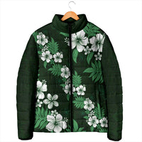 Hawaiian Hibiscus Tribal Floral Green Padded Jacket Polynesian Tapa Pattern LT01 - Polynesian Pride