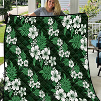 Hawaiian Hibiscus Tribal Floral Green Quilt Polynesian Tapa Pattern - Polynesian Pride