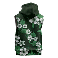 Hawaiian Hibiscus Tribal Floral Green Sleeveless Hoodie Polynesian Tapa Pattern LT01 - Polynesian Pride