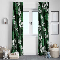 Hawaiian Hibiscus Tribal Floral Green Window Curtain Polynesian Tapa Pattern - Polynesian Pride