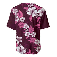 Hawaiian Hibiscus Tribal Floral Pink Baseball Jersey Polynesian Tapa Pattern - Polynesian Pride