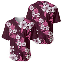 Hawaiian Hibiscus Tribal Floral Pink Baseball Jersey Polynesian Tapa Pattern - Polynesian Pride