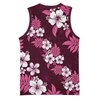 Hawaiian Hibiscus Tribal Floral Pink Basketball Jersey Polynesian Tapa Pattern LT01 - Polynesian Pride